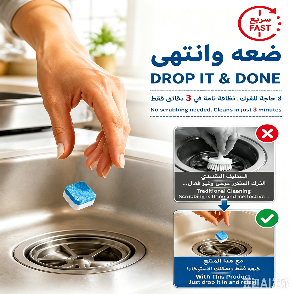 Powerful Drain Cleaning Tablets – Remove Clogs, Grease & Bad Odors Easily