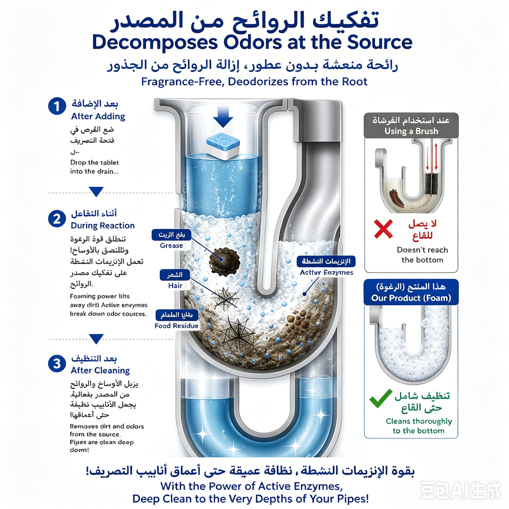 Powerful Drain Cleaning Tablets – Remove Clogs, Grease & Bad Odors Easily