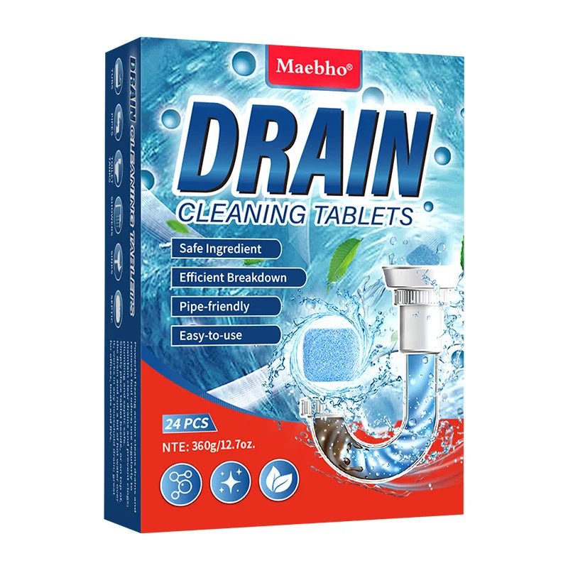 Powerful Drain Cleaning Tablets – Remove Clogs, Grease & Bad Odors Easily