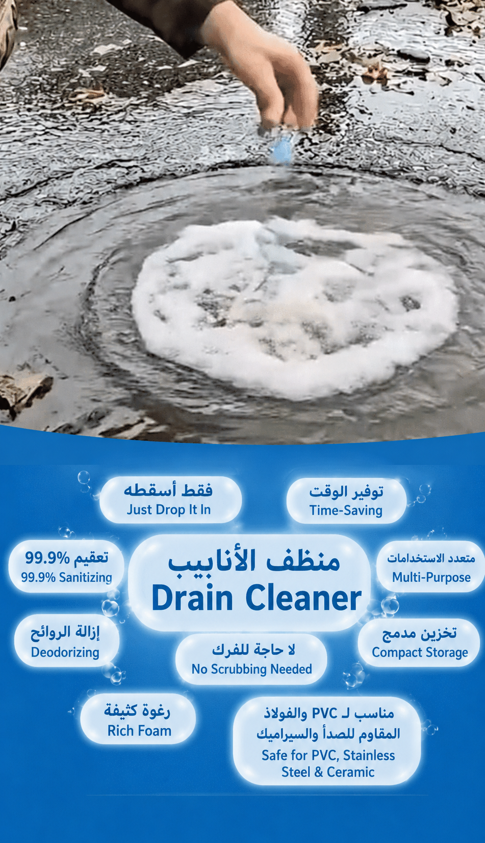 Powerful Drain Cleaning Tablets – Remove Clogs, Grease & Bad Odors Easily