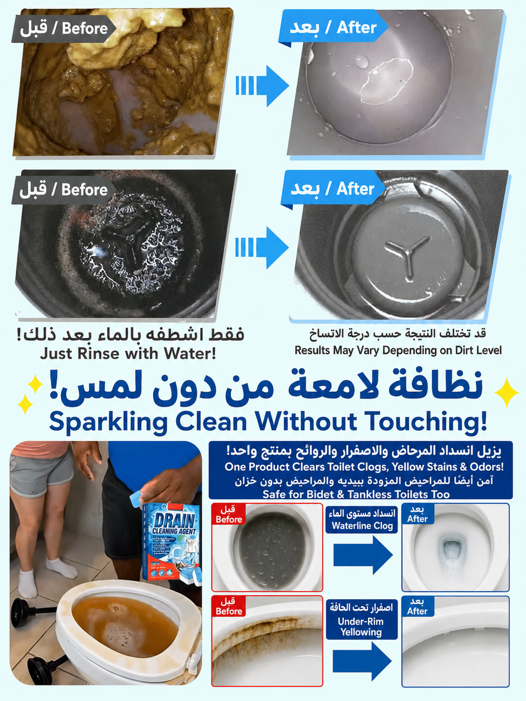 Powerful Drain Cleaning Tablets – Remove Clogs, Grease & Bad Odors Easily