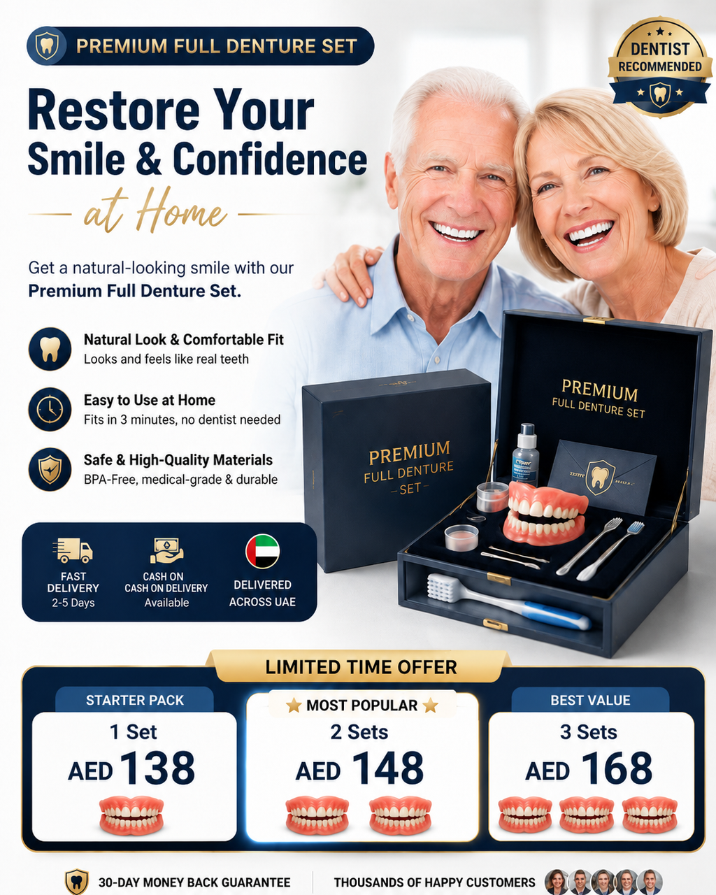 Premium Full Denture Set – Restore Your Confident Smile at Home