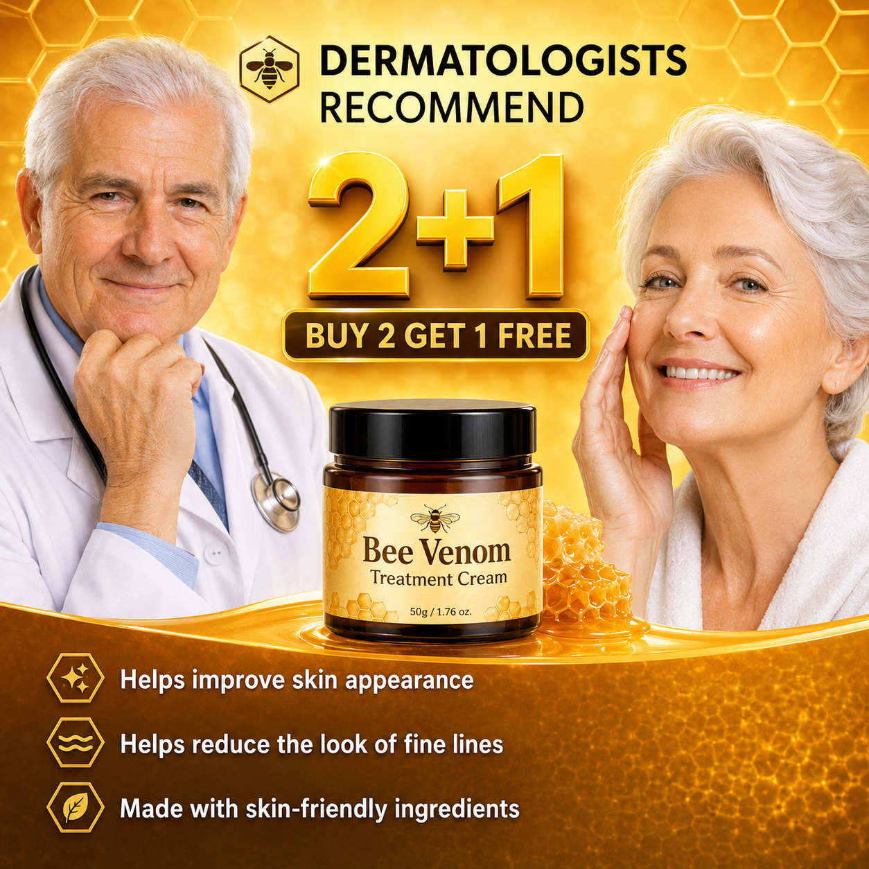 😍 Buy 1, Get 2 FREE 🎁 ✨ Bee Venom Treatment Cream